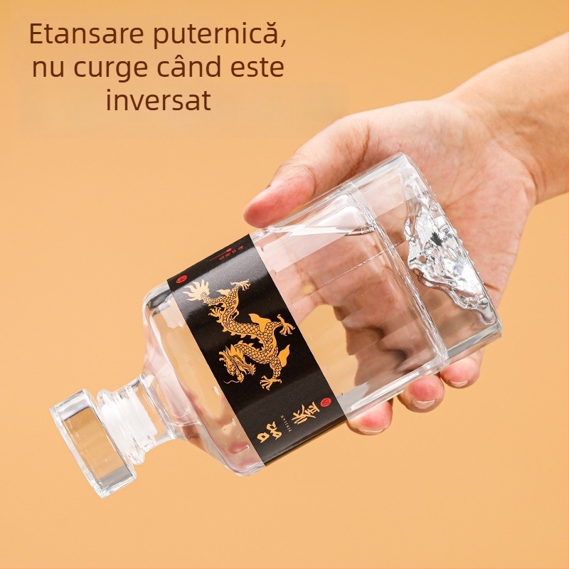 Sticlă de lichior din sticlă albă, în set cadou cu cutie de lux, ambalare completă, sticle goale sigilate pentru nunți și fabricare acasă.