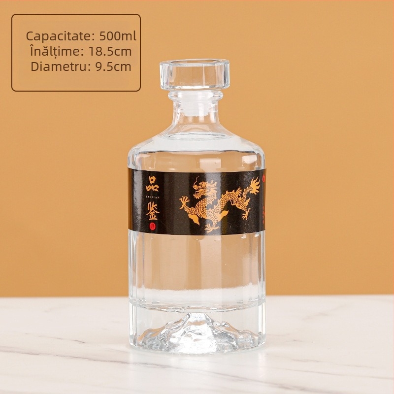 Sticlă de lichior din sticlă albă, în set cadou cu cutie de lux, ambalare completă, sticle goale sigilate pentru nunți și fabricare acasă.