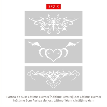Album de tatuaje cu șablon decupat Succubus, designuri cu pulverizare îngroșate — fluture, inimă, acoperire a defectelor; claviculă, partea inferioară a spatelui, abdomen inferior; unisex