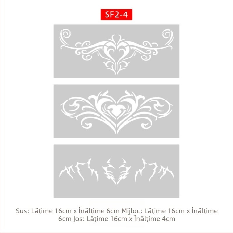 Album de tatuaje cu șablon decupat Succubus, designuri cu pulverizare îngroșate — fluture, inimă, acoperire a defectelor; claviculă, partea inferioară a spatelui, abdomen inferior; unisex
