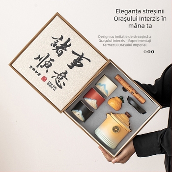 Set de ceai Kung Fu, ceramică în stil chinezesc, cadou pentru profesori (Ziua Profesorului, zile de naștere, pensionare, mutare)
