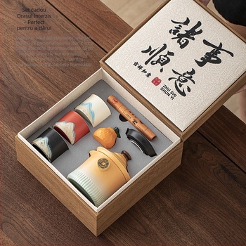 Set de ceai Kung Fu, ceramică în stil chinezesc, cadou pentru profesori (Ziua Profesorului, zile de naștere, pensionare, mutare)