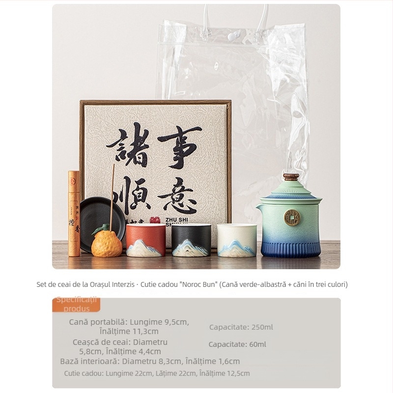 Set de ceai Kung Fu, ceramică în stil chinezesc, cadou pentru profesori (Ziua Profesorului, zile de naștere, pensionare, mutare)