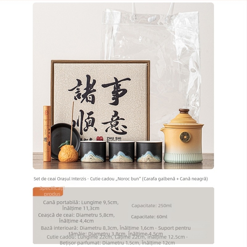Set de ceai Kung Fu, ceramică în stil chinezesc, cadou pentru profesori (Ziua Profesorului, zile de naștere, pensionare, mutare)