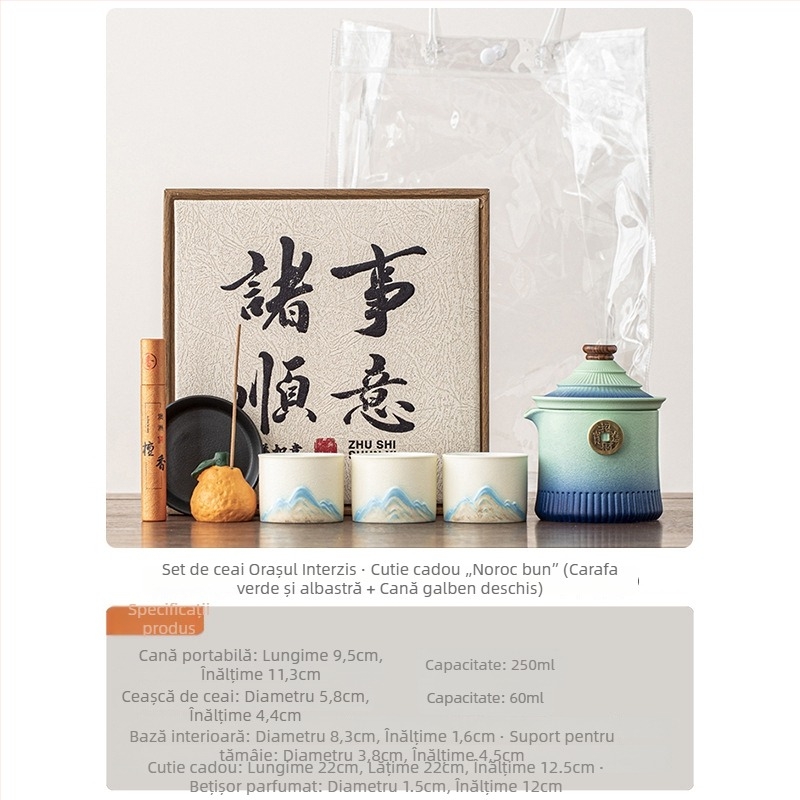 Set de ceai Kung Fu, ceramică în stil chinezesc, cadou pentru profesori (Ziua Profesorului, zile de naștere, pensionare, mutare)