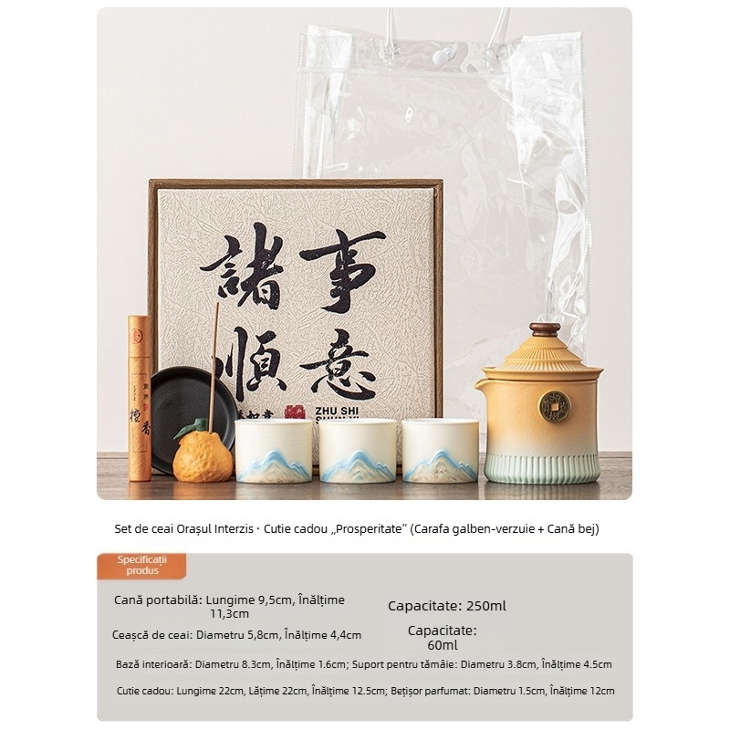 Set de ceai Kung Fu, ceramică în stil chinezesc, cadou pentru profesori (Ziua Profesorului, zile de naștere, pensionare, mutare)