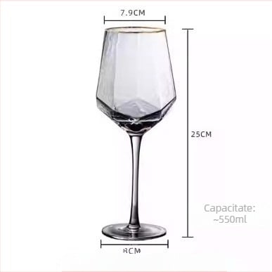 Pahar de vin roșu din cristal, cu diamant încrustat, design minimalist modern
