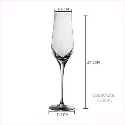 Pahar de vin roșu din cristal, cu diamant încrustat, design minimalist modern
