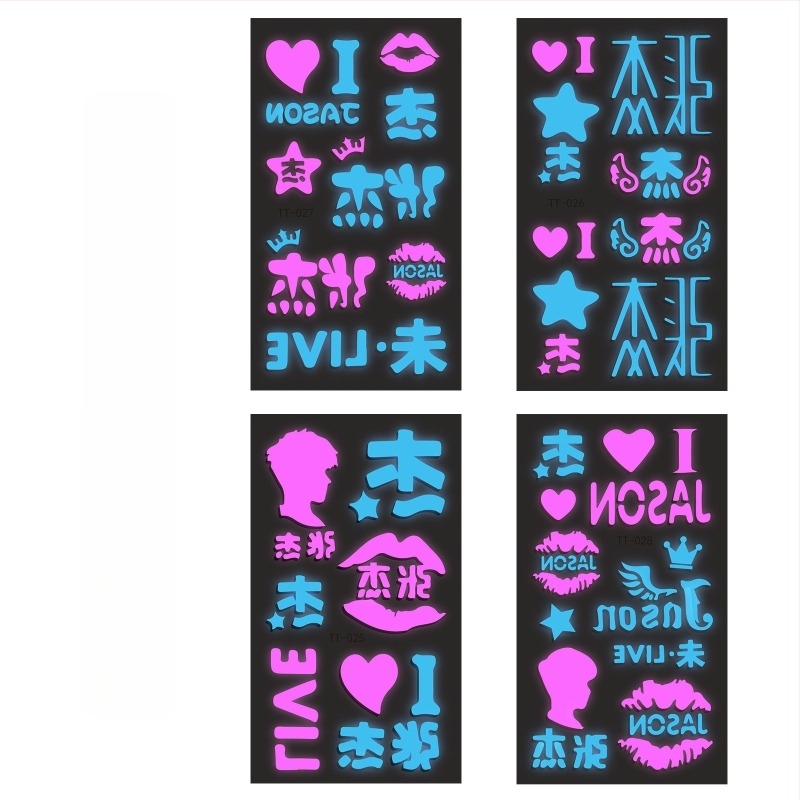 Tatuaje faciale luminoase, în două culori, pentru concertul Zhiqian cu Mayday, Zhang Shaohan și Jay Chou – autocolante faciale care luminează