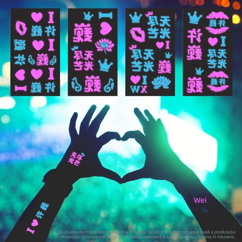 Tatuaje faciale luminoase, în două culori, pentru concertul Zhiqian cu Mayday, Zhang Shaohan și Jay Chou – autocolante faciale care luminează