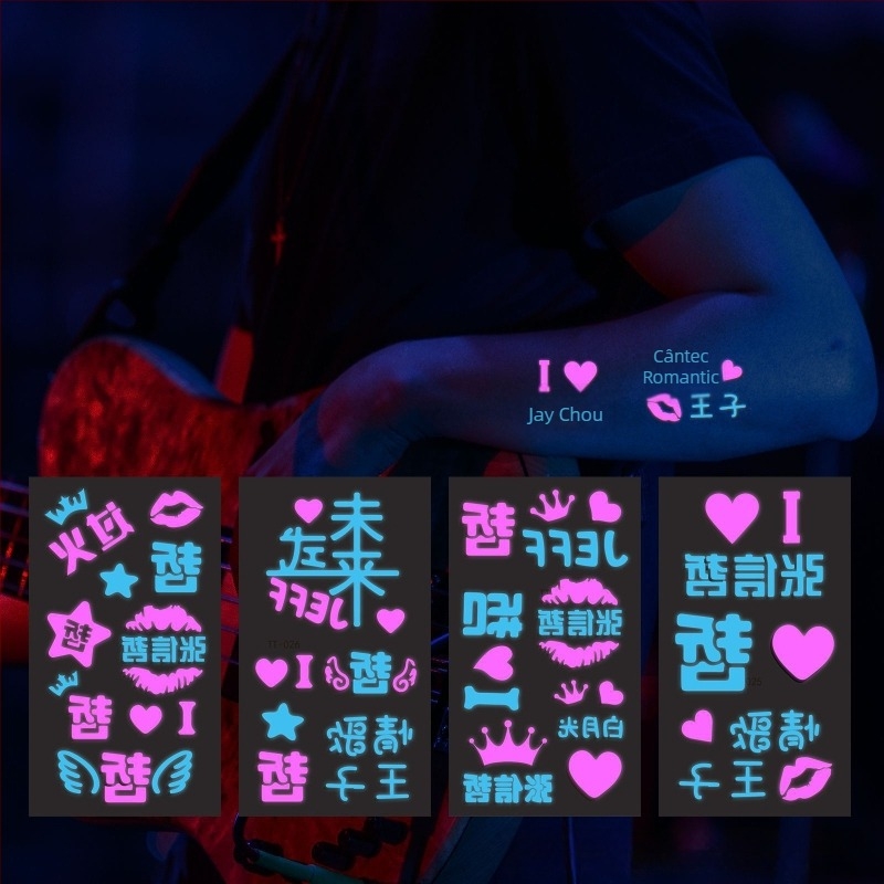 Tatuaje faciale luminoase, în două culori, pentru concertul Zhiqian cu Mayday, Zhang Shaohan și Jay Chou – autocolante faciale care luminează