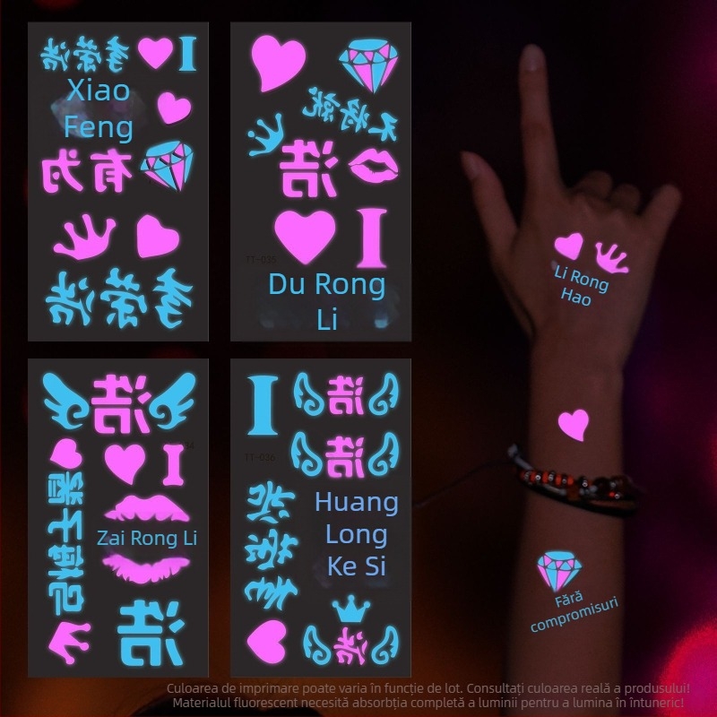 Tatuaje faciale luminoase, în două culori, pentru concertul Zhiqian cu Mayday, Zhang Shaohan și Jay Chou – autocolante faciale care luminează