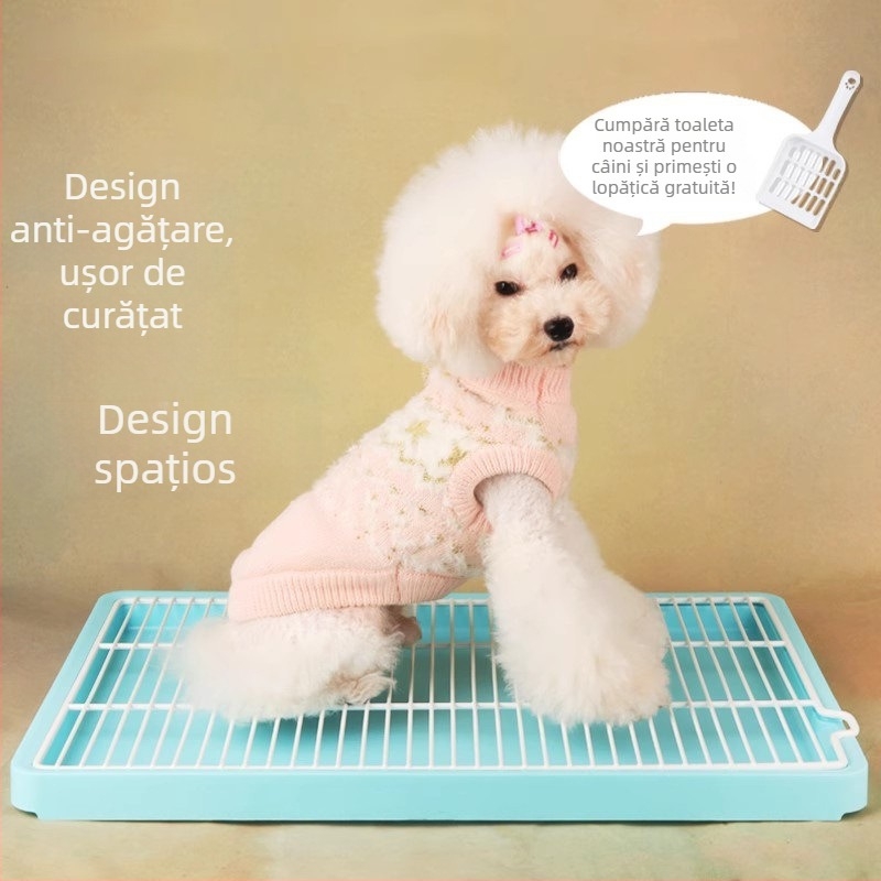 Vas de toaletă pentru câini mici, protecție împotriva stropilor de urină și a fecalelor, bazin detașabil lavabil, design plat pentru rase mici