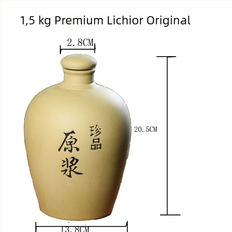 Sticlă de vin din ceramică din lut purpuriu, cu sigiliu, borcan din ceramică pentru vin, 0,5–2,5 kg, pentru depozitare acasă în pivniță, stil retro luxos.