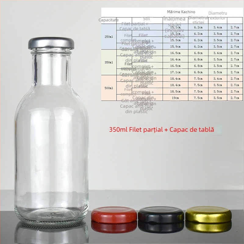 Sticle din sticlă pentru milk tea, cafea, sucuri și vin de fructe făcut acasă — 500 ml sticle goale, 350 ml sticle sigilate pentru dozare