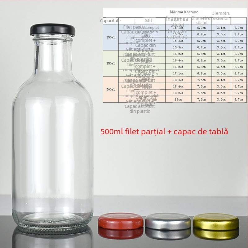 Sticle din sticlă pentru milk tea, cafea, sucuri și vin de fructe făcut acasă — 500 ml sticle goale, 350 ml sticle sigilate pentru dozare