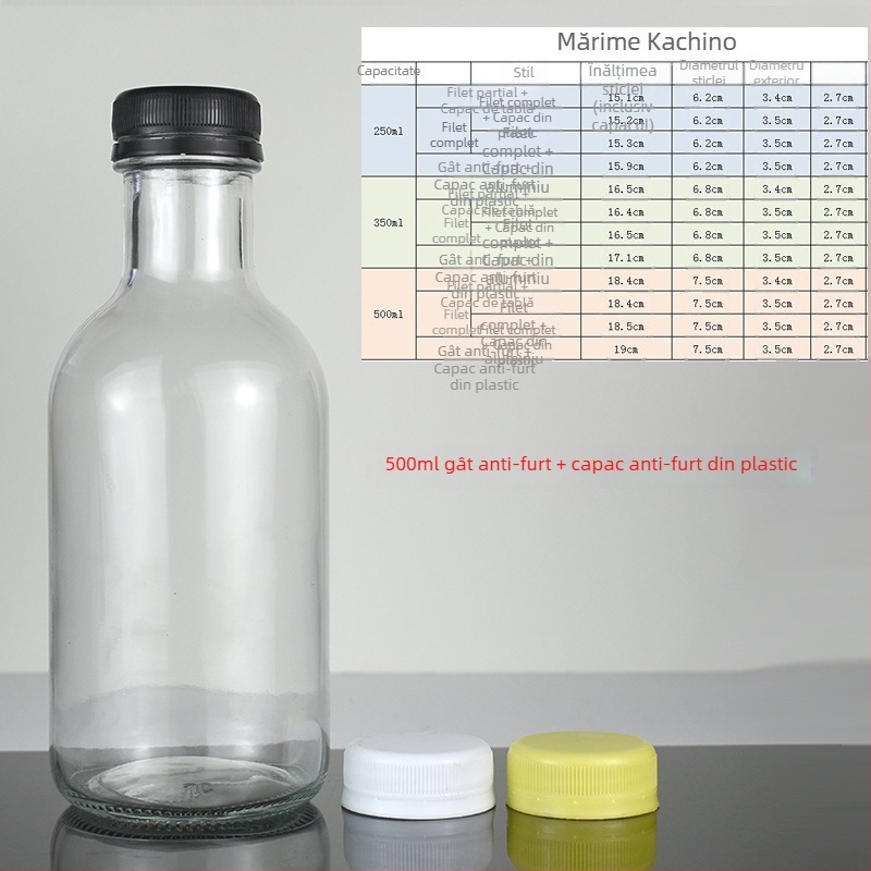 Sticle din sticlă pentru milk tea, cafea, sucuri și vin de fructe făcut acasă — 500 ml sticle goale, 350 ml sticle sigilate pentru dozare