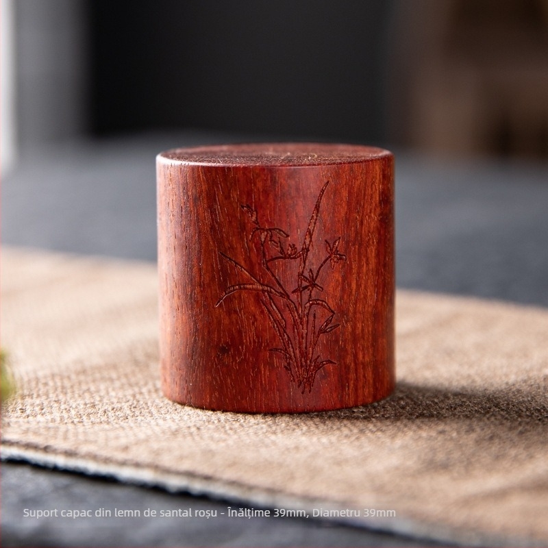 Set de capac din lemn de santal roșu, lucrat manual, suport pentru capacul ceainicului, pentru ceremonia de ceai Kung Fu, decoratiuni pentru ceai