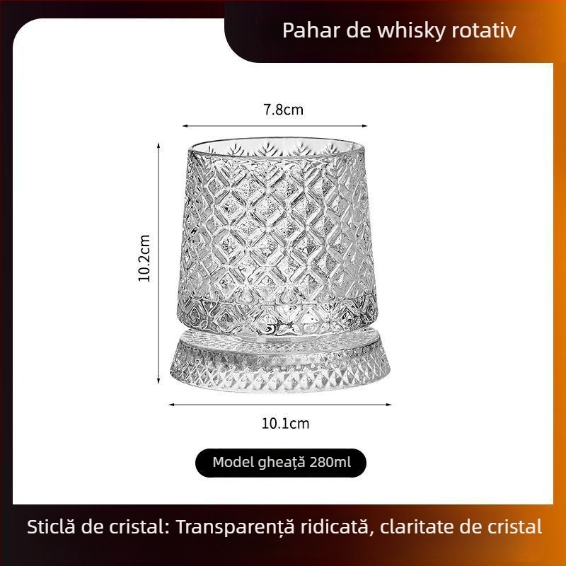 Pahar rotativ pentru whisky, cristal, pentru uz casnic