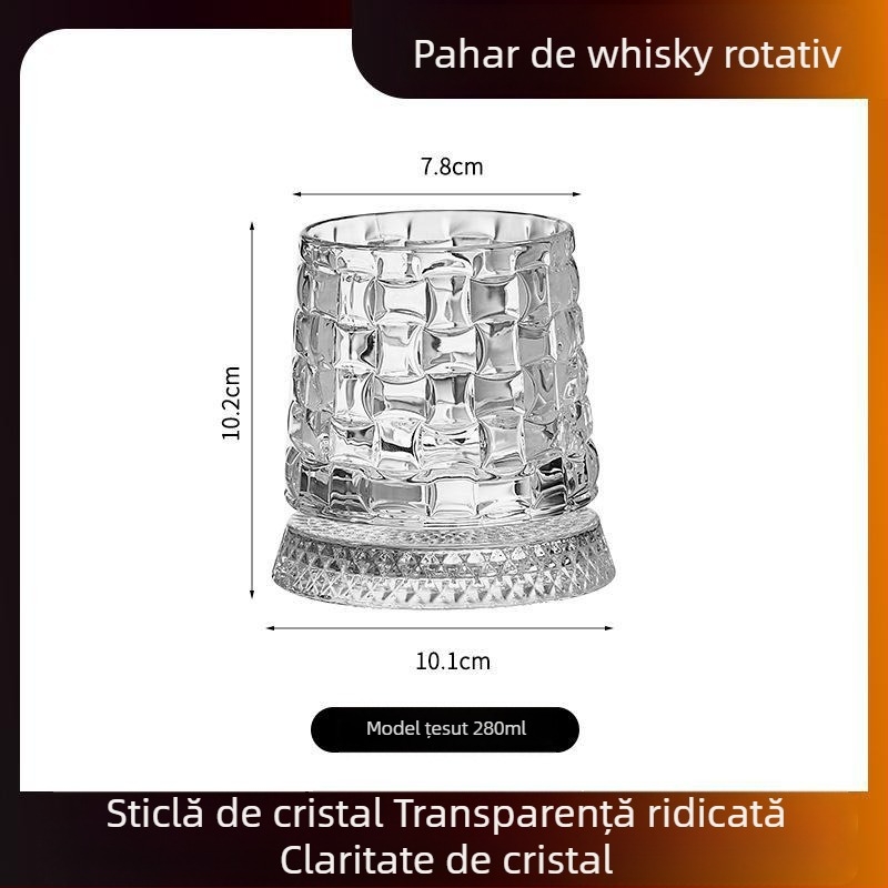 Pahar rotativ pentru whisky, cristal, pentru uz casnic