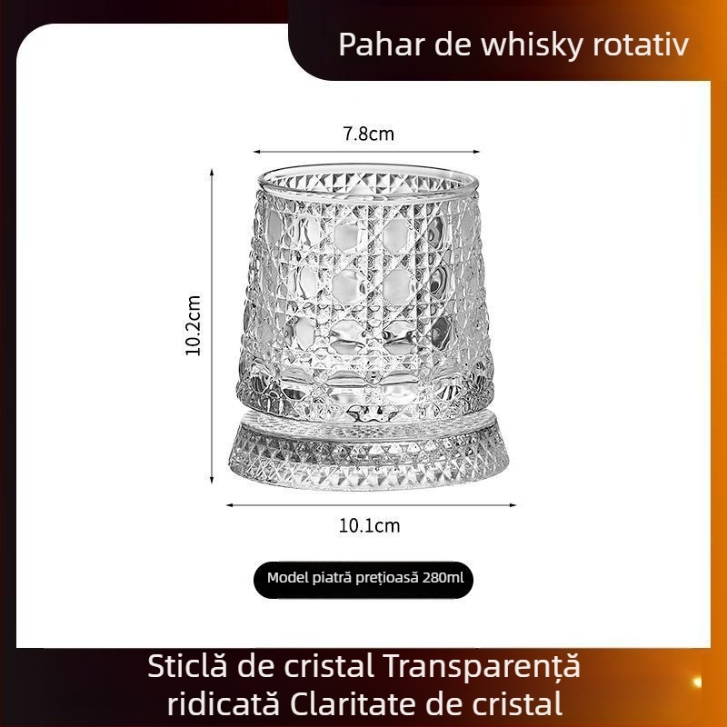 Pahar rotativ pentru whisky, cristal, pentru uz casnic