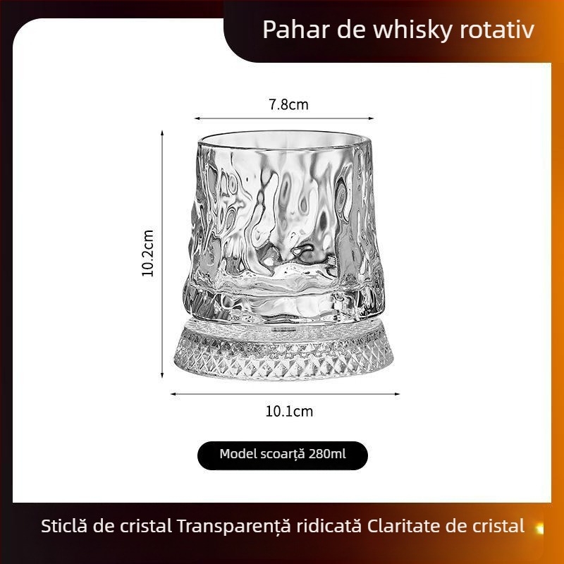 Pahar rotativ pentru whisky, cristal, pentru uz casnic