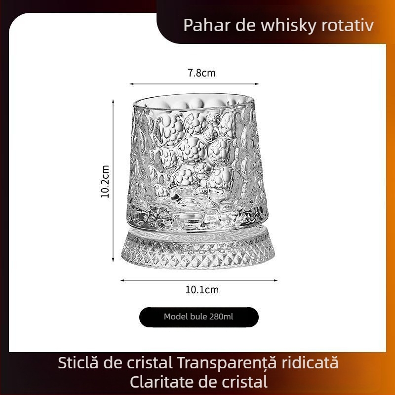 Pahar rotativ pentru whisky, cristal, pentru uz casnic