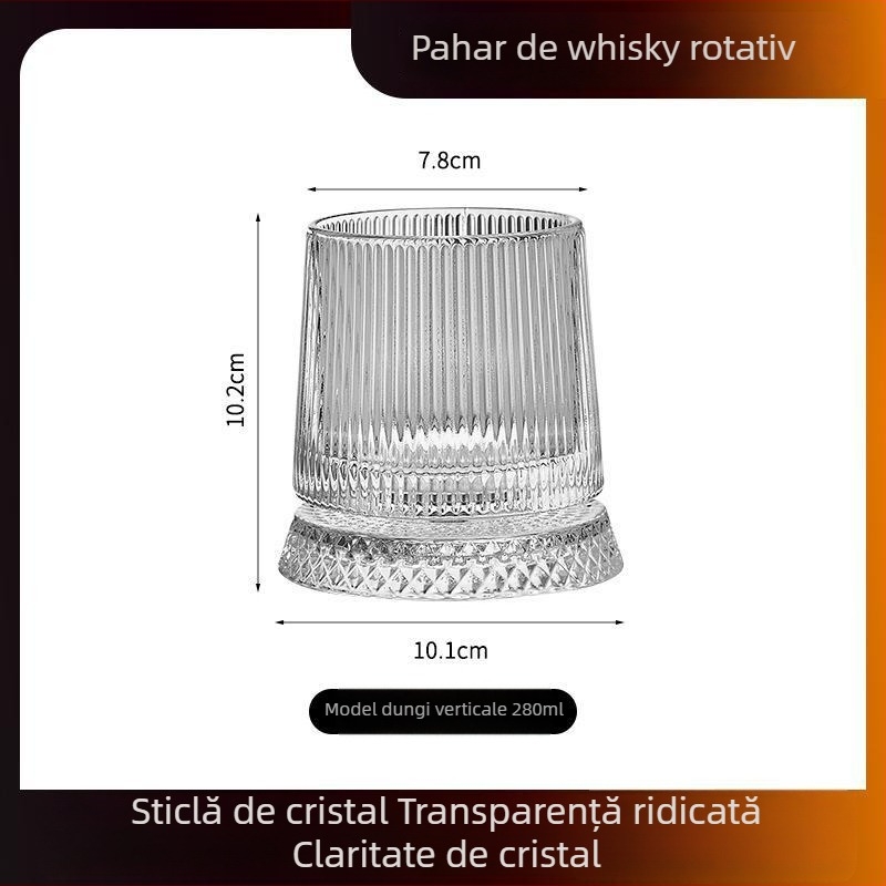 Pahar rotativ pentru whisky, cristal, pentru uz casnic