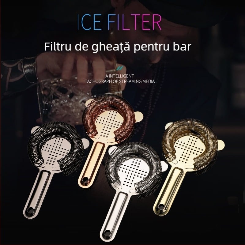 Filtru Hawthorne din oțel inoxidabil – stil european pentru cocktailuri, separare a cuburilor de gheață