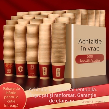 Pahare de hârtie roșii, de unică folosință, pentru nunți, banchete și uz casnic