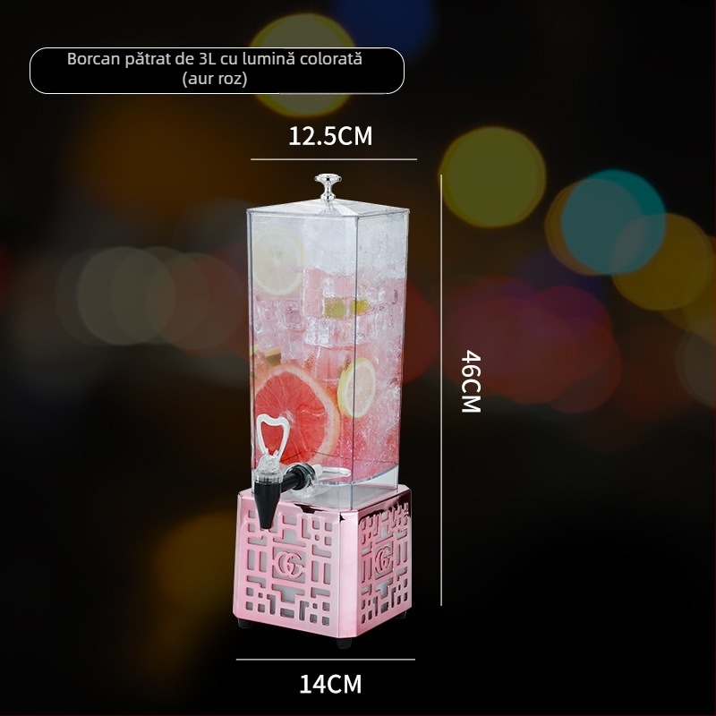 Dispenser iluminat de băuturi de 3 litri, cu robinet pentru baruri, din acril