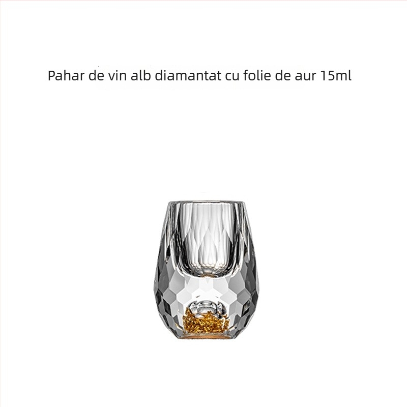 Pahare de cristal pentru băuturi spirtoase, cu folie de aur, design îngroșat, stil chinezesc, mic pahar gradat pentru uz casnic
