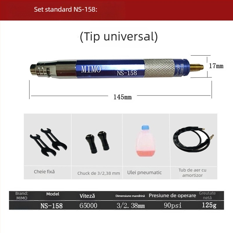 Polizor pneumatic cu creion — șlefuire, lustruire și debavurare, viteză înaltă