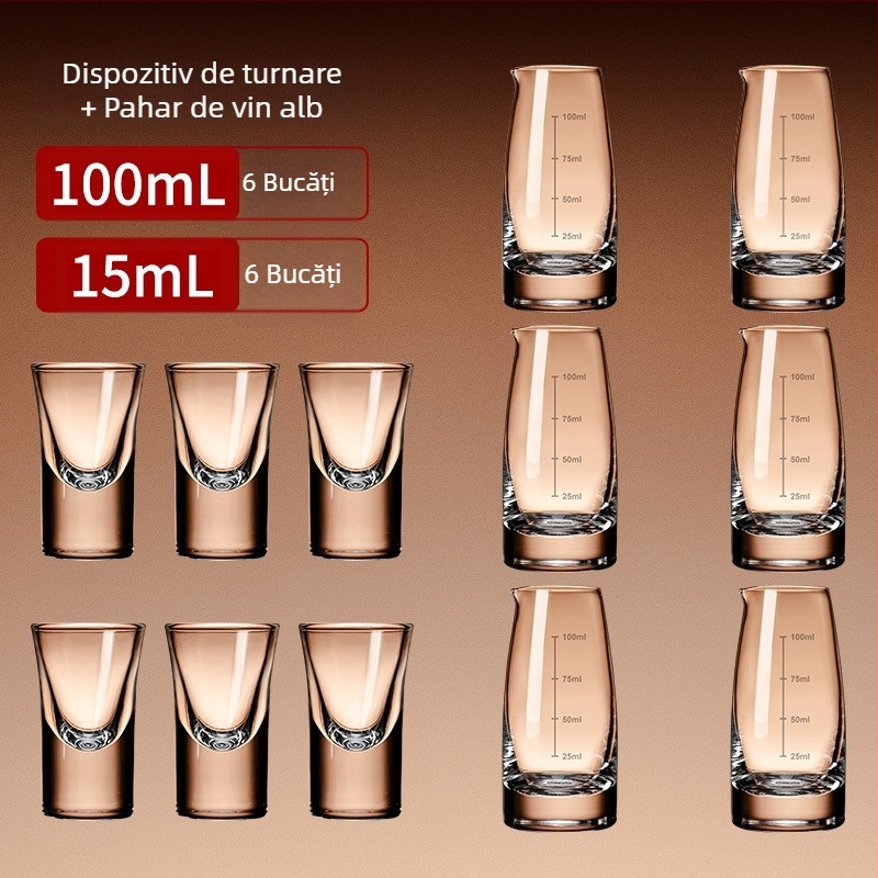 Set de distribuție a băuturilor cu 6 decantere și 6 pahare, suport în stil chinezesc cu raft