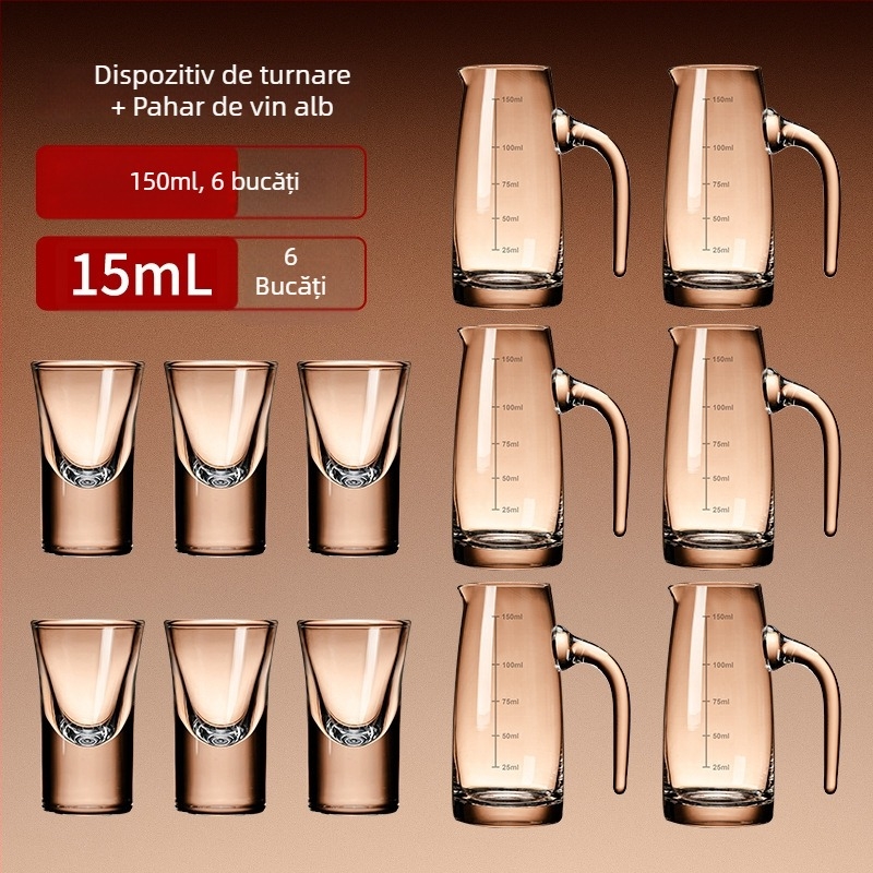 Set de distribuție a băuturilor cu 6 decantere și 6 pahare, suport în stil chinezesc cu raft