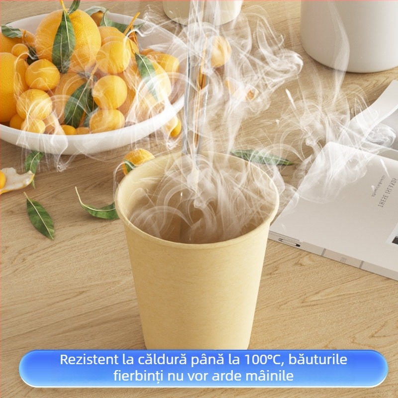 Cani de hârtie de unică folosință, îngroșate, pentru uz casnic și birou, pentru băuturi fierbinți și reci, ceai cu lapte, 250 ml, pachet de 100 bucăți