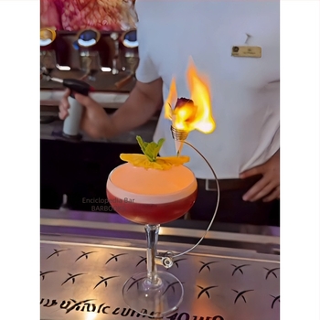 Pahar de cocktail din cristal cu flacără roz, 1000 ml+, pentru gastronomie moleculară