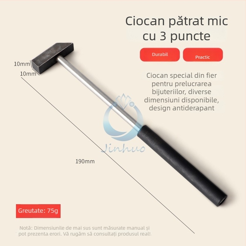 Ciocan mic de fier – Ciocan pătrat pentru prelucrare metalică și finisare bijuterii din aur și argint