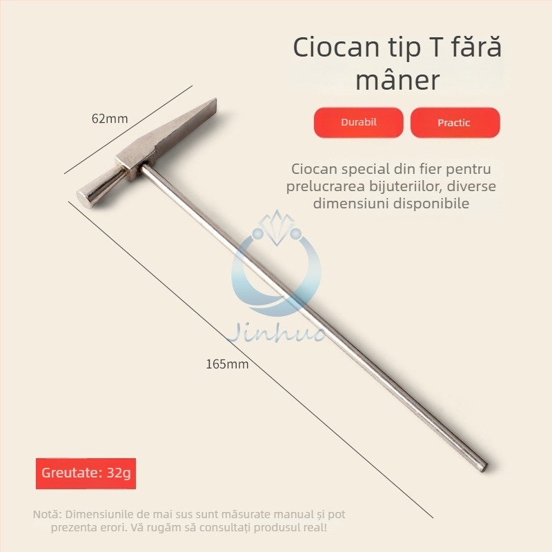 Ciocan mic de fier – Ciocan pătrat pentru prelucrare metalică și finisare bijuterii din aur și argint
