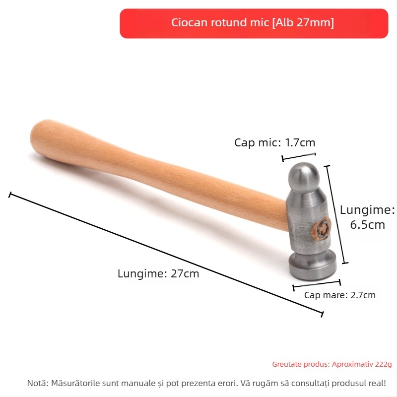 Ciocan mic de fier – Ciocan pătrat pentru prelucrare metalică și finisare bijuterii din aur și argint