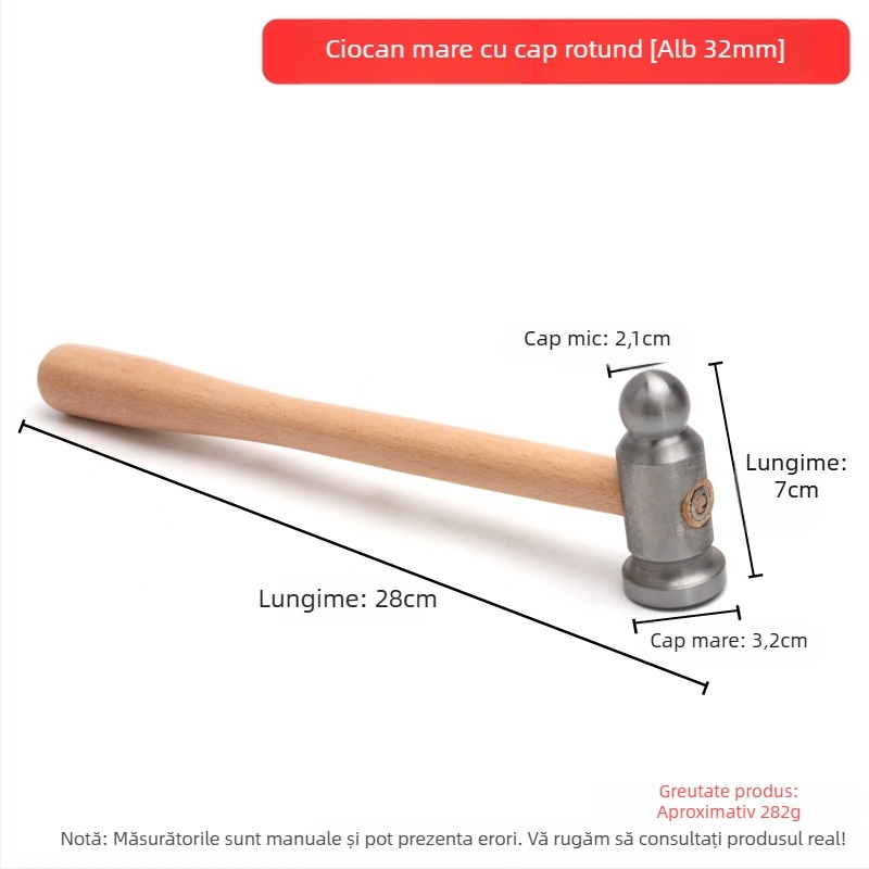 Ciocan mic de fier – Ciocan pătrat pentru prelucrare metalică și finisare bijuterii din aur și argint