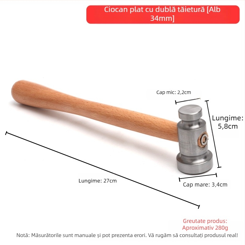 Ciocan mic de fier – Ciocan pătrat pentru prelucrare metalică și finisare bijuterii din aur și argint