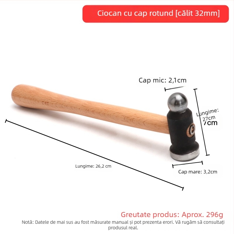 Ciocan mic de fier – Ciocan pătrat pentru prelucrare metalică și finisare bijuterii din aur și argint