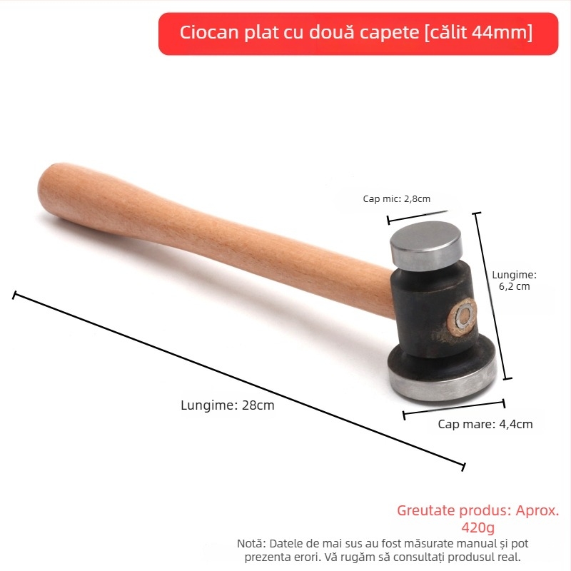 Ciocan mic de fier – Ciocan pătrat pentru prelucrare metalică și finisare bijuterii din aur și argint