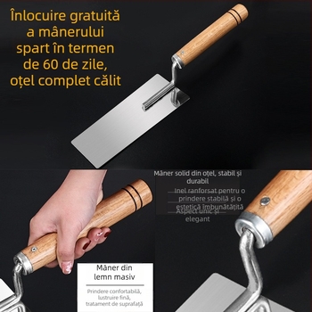Set de unelte din oțel inoxidabil pentru tencuit, cu mistrie integrată, cuțit pentru tencuit, cuțit pentru chit, lopată zidărie și răzuitor de vopsea, model E18