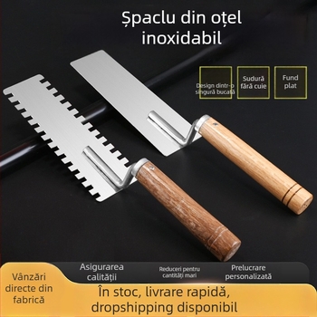 Set de unelte din oțel inoxidabil pentru tencuit, cu mistrie integrată, cuțit pentru tencuit, cuțit pentru chit, lopată zidărie și răzuitor de vopsea, model E18