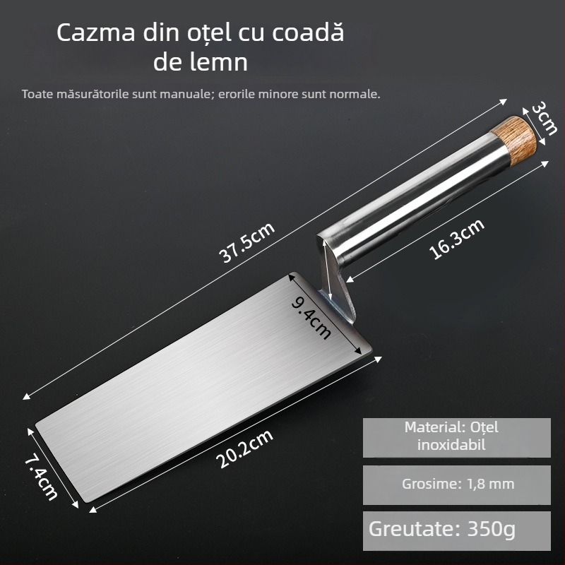 Set de unelte din oțel inoxidabil pentru tencuit, cu mistrie integrată, cuțit pentru tencuit, cuțit pentru chit, lopată zidărie și răzuitor de vopsea, model E18