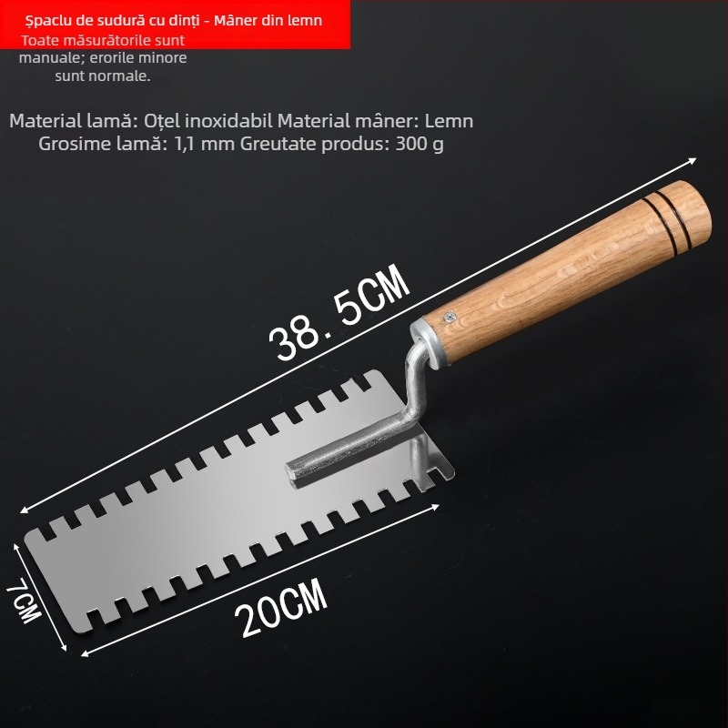 Set de unelte din oțel inoxidabil pentru tencuit, cu mistrie integrată, cuțit pentru tencuit, cuțit pentru chit, lopată zidărie și răzuitor de vopsea, model E18