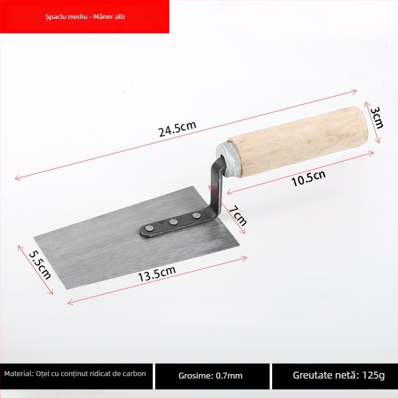 Set de unelte din oțel inoxidabil pentru tencuit, cu mistrie integrată, cuțit pentru tencuit, cuțit pentru chit, lopată zidărie și răzuitor de vopsea, model E18