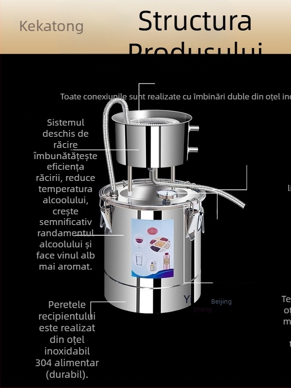 Distilator compact pentru uz casnic – echipament de distilare pentru băuturi spirtoase, la scară mică